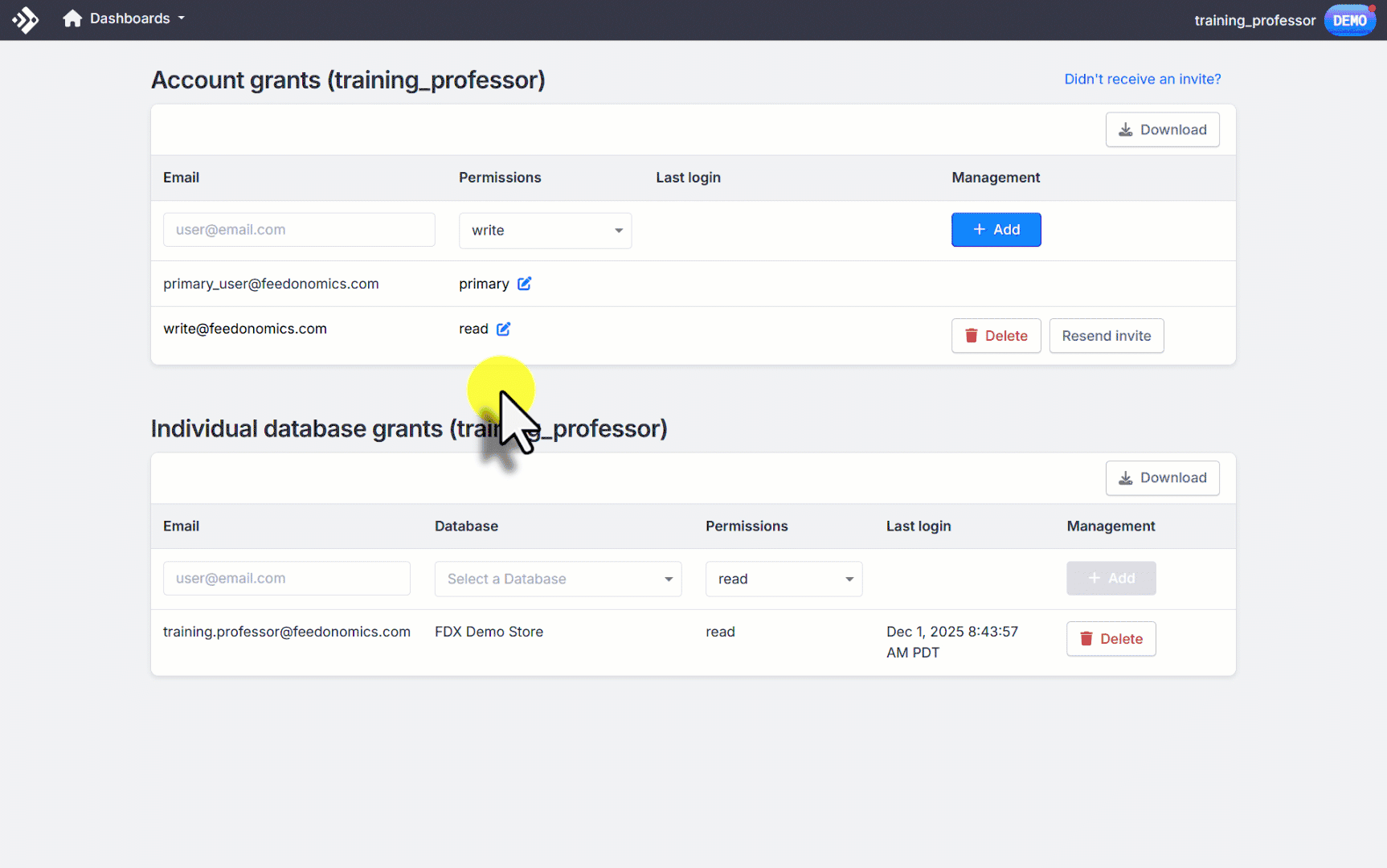 Animated walkthrough: changing the point of contact on the User Access Control page and reassigning the Primary User role.